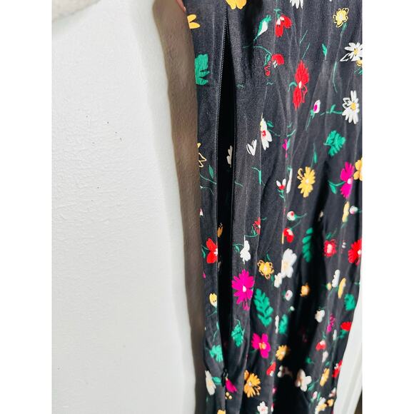 POLO RALPH LAUREN Black Floral 100% Silk Nime Midi Dress Size 8 - Picture 15 of 16